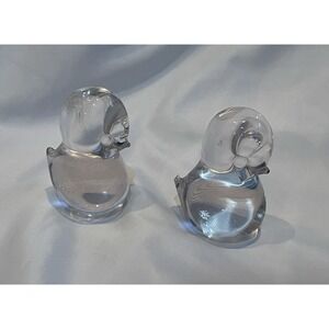 Vintage Swedish Art Glass Birds Figurine Paperweight FM Konstglas Ronneby 3.5"